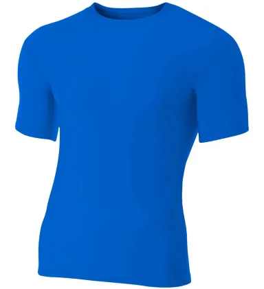 N3130 A4 Short Sleeve Compression Crew in Royal front view