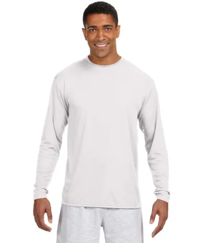 N3165 A4 Adult Cooling Performance Long Sleeve Cre in White front view