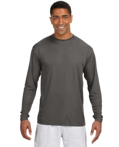 N3165 A4 Adult Cooling Performance Long Sleeve Cre in Graphite front view