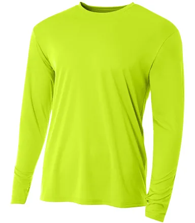 N3165 A4 Adult Cooling Performance Long Sleeve Cre in Lime front view