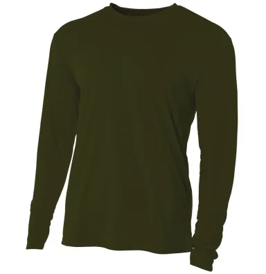 N3165 A4 Adult Cooling Performance Long Sleeve Cre in Military green front view
