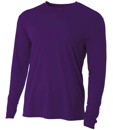 N3165 A4 Adult Cooling Performance Long Sleeve Cre in Purple front view