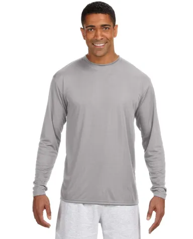 N3165 A4 Adult Cooling Performance Long Sleeve Cre in Silver front view