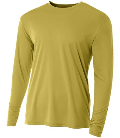 N3165 A4 Adult Cooling Performance Long Sleeve Cre in Vegas gold front view