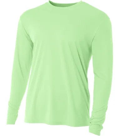 N3165 A4 Adult Cooling Performance Long Sleeve Cre in Light lime front view