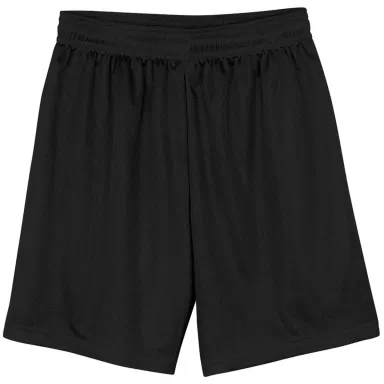 N5184 A4 7 Inch Adult Lined Micromesh Shorts in Black front view