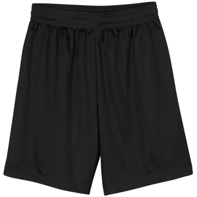 N5255 A4 9 Inch Adult Lined Micromesh Shorts in Black front view