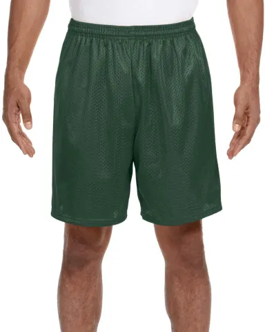 N5293 A4 Adult Lined Tricot Mesh Shorts in Forest green front view