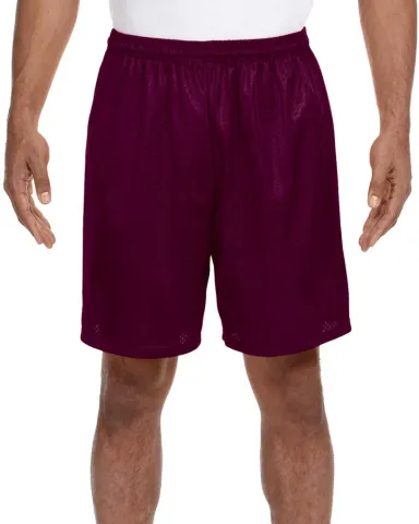 N5293 A4 Adult Lined Tricot Mesh Shorts in Maroon front view
