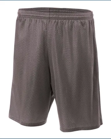 N5296 A4 Adult Lined Tricot Mesh Shorts in Graphite front view
