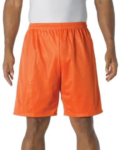 N5296 A4 Adult Lined Tricot Mesh Shorts in Athletic orange front view