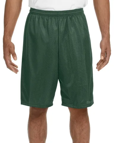N5296 A4 Adult Lined Tricot Mesh Shorts in Forest green front view