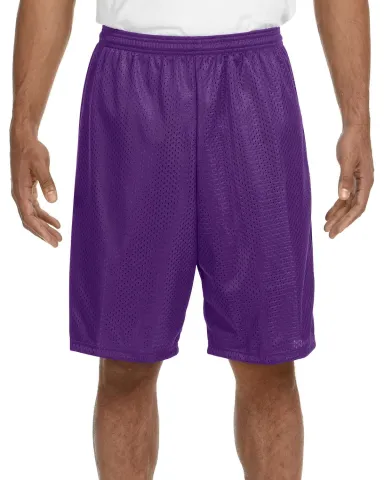 N5296 A4 Adult Lined Tricot Mesh Shorts in Purple front view