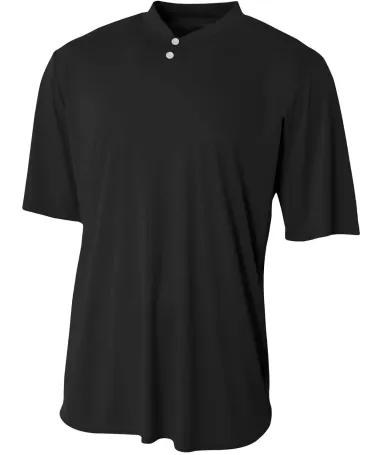 NB3143 A4 Youth Tek 2-Button Henley BLACK front view
