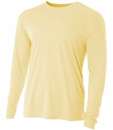 NB3165 A4 Youth Cooling Performance Long Sleeve Cr in Light yellow front view