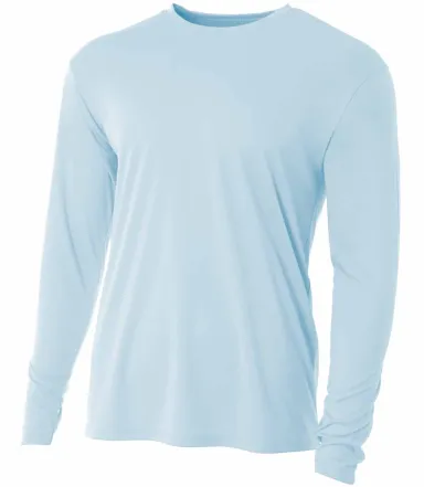 NB3165 A4 Youth Cooling Performance Long Sleeve Cr in Pastel blue front view