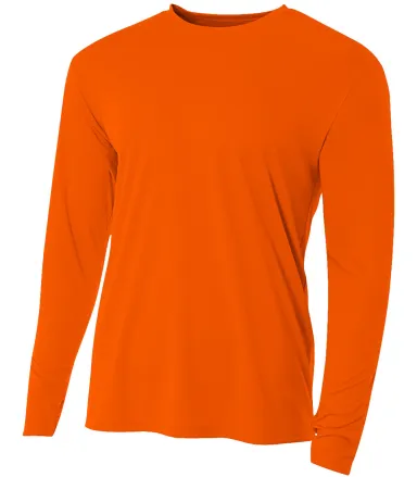 NB3165 A4 Youth Cooling Performance Long Sleeve Cr in Safety orange front view