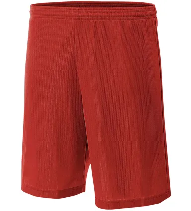 NB5184 A4 6 Inch Youth Lined Micromesh Shorts in Scarlet front view