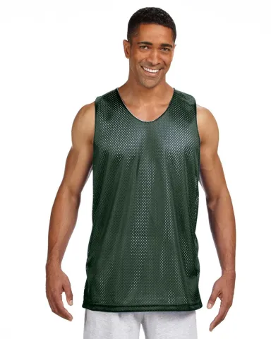 NF1270 A4 Adult Reversible Mesh Tank in Hunter/ white front view