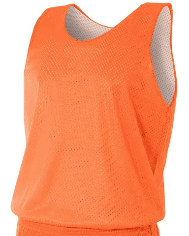 NF1270 A4 Adult Reversible Mesh Tank in Orange/ white front view