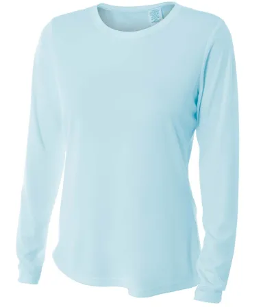 NW3002 A4 Women's Long Sleeve Cooling Performance  in Pastel blue front view