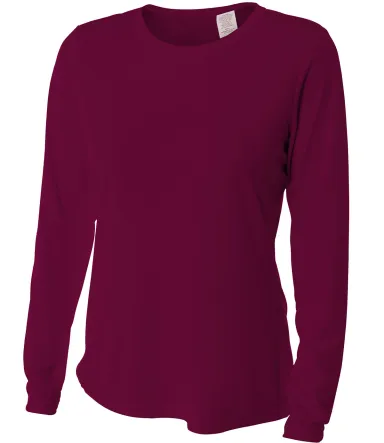 NW3002 A4 Women's Long Sleeve Cooling Performance  in Maroon front view