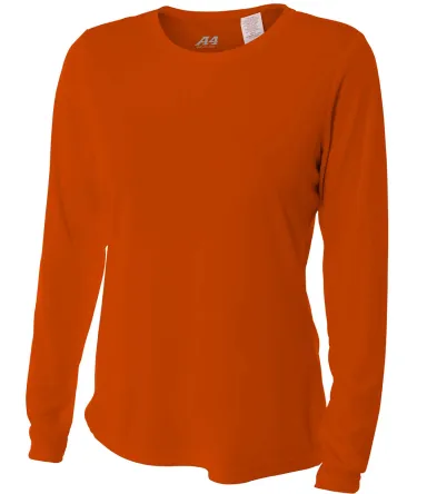 NW3002 A4 Women's Long Sleeve Cooling Performance  in Athletic orange front view