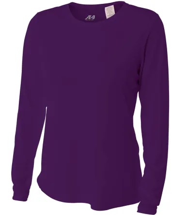 NW3002 A4 Women's Long Sleeve Cooling Performance  in Purple front view