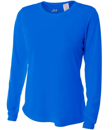 NW3002 A4 Women's Long Sleeve Cooling Performance  in Royal front view