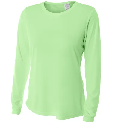 NW3002 A4 Women's Long Sleeve Cooling Performance  in Light lime front view
