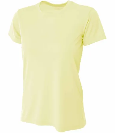 NW3201 A4 Women's Cooling Performance Crew in Light yellow front view