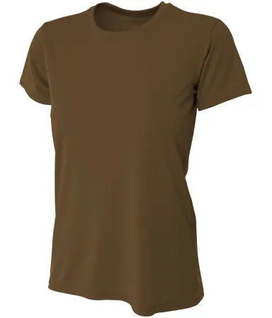 NW3201 A4 Women's Cooling Performance Crew in Brown front view