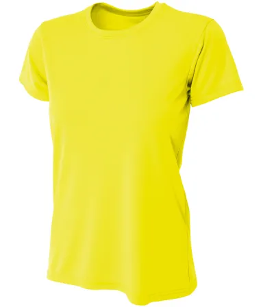 NW3201 A4 Women's Cooling Performance Crew in Safety yellow front view
