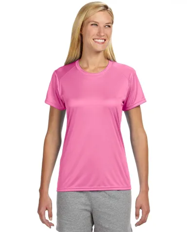 NW3201 A4 Women's Cooling Performance Crew in Pink front view