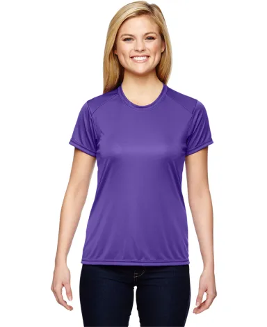 NW3201 A4 Women's Cooling Performance Crew in Purple front view