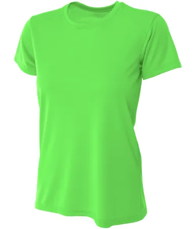 NW3201 A4 Women's Cooling Performance Crew in Safety green front view