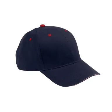 PA102 Adams Brushed Cotton Twill Patriot Cap in Navy/ red front view