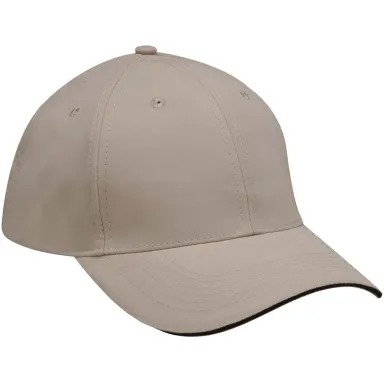 PE102 Adams Polyester Performer Cap in Khaki/ black front view