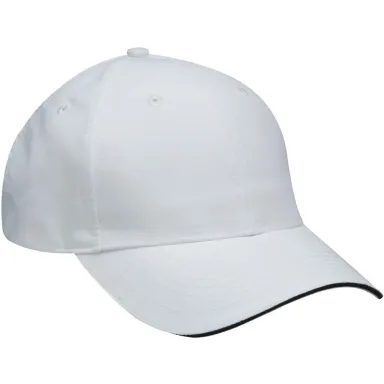 PE102 Adams Polyester Performer Cap in White/ black front view