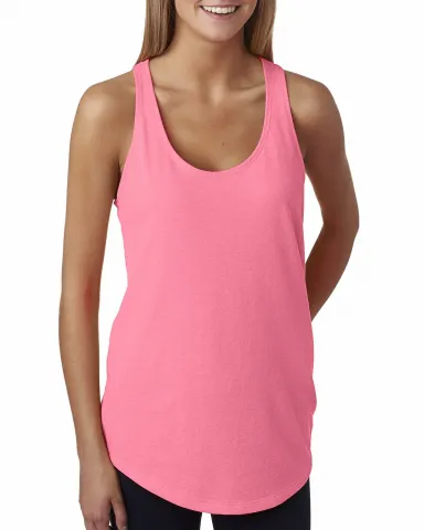 Next Level 6933 The Terry Racerback Tank in Neon hthr pink front view