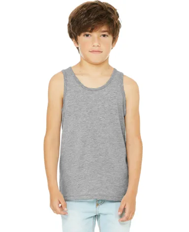 BELLA 3480Y Unisex Youth Cotton Tank Top in Athletic heather front view