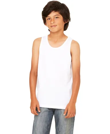 BELLA 3480Y Unisex Youth Cotton Tank Top in White front view