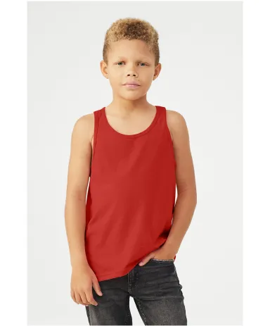 BELLA 3480Y Unisex Youth Cotton Tank Top in Red front view