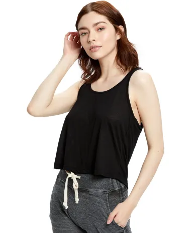 US510 US Blanks Sheer Cropped Tank in Black front view