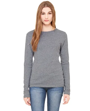 BELLA 6500 Womens Long Sleeve T-shirt in Deep heather front view