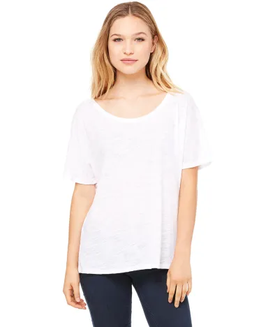 BELLA 8816 Womens Loose T-Shirt in White slub front view