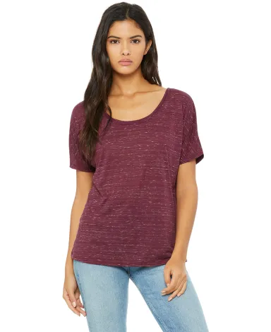 BELLA 8816 Womens Loose T-Shirt in Maroon marble front view