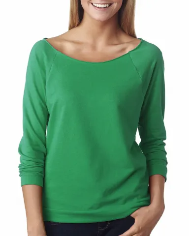 Next Level 6951 Terry Raw-Edge 3/4-Sleeve Raglan in Envy front view
