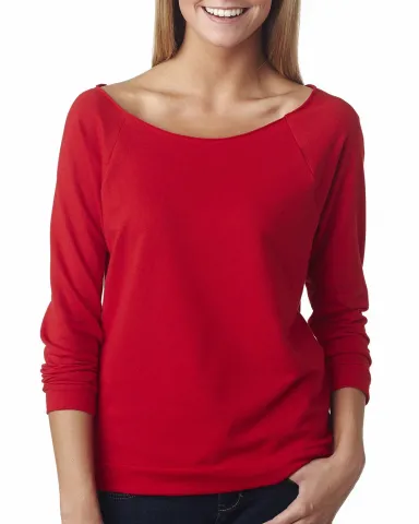 Next Level 6951 Terry Raw-Edge 3/4-Sleeve Raglan in Red front view