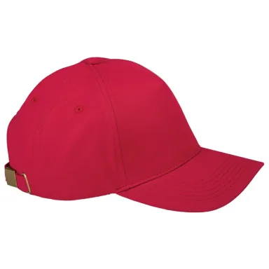 BX034 Big Accessories 5-Panel Brushed Twill Cap in Red front view